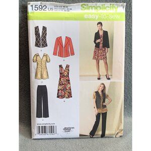 Simplicity Misses Dress Skirt Jacket Vest Pant Sewing Pattern sz 16-24 1592 - un